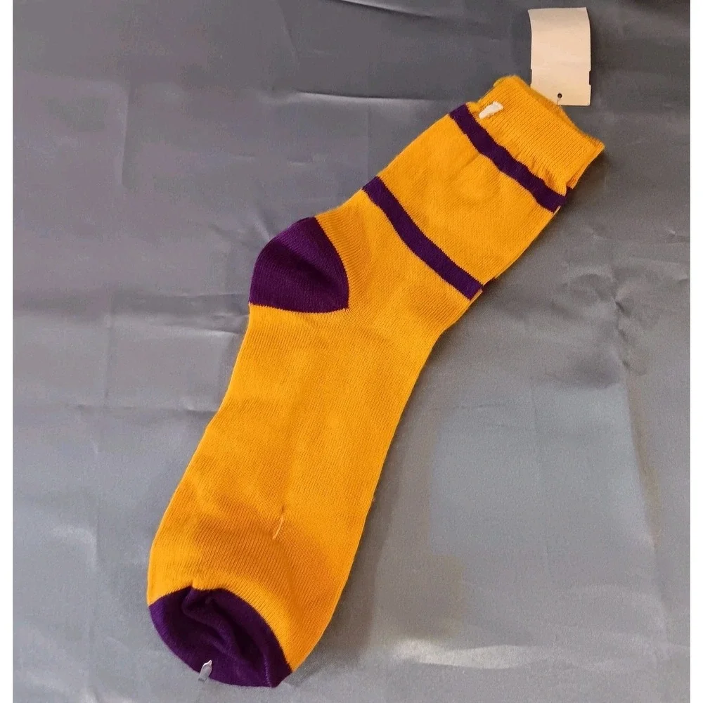 VTG 80s High‎ Point Crew Socks Yellow Purple Letter T NWT Retro Lakers Colors
